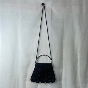 La Regale Black Clutch with Silver Handle